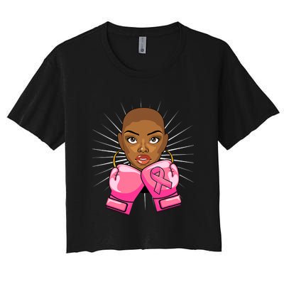 Breast Cancer Afro African American For Women Girls Women's Crop Top Tee