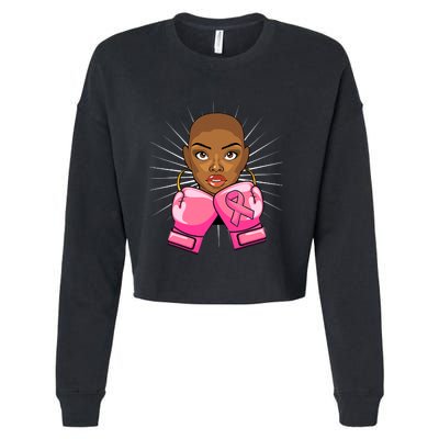 Breast Cancer Afro African American For Women Girls Cropped Pullover Crew