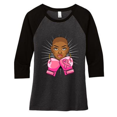 Breast Cancer Afro African American For Women Girls Women's Tri-Blend 3/4-Sleeve Raglan Shirt