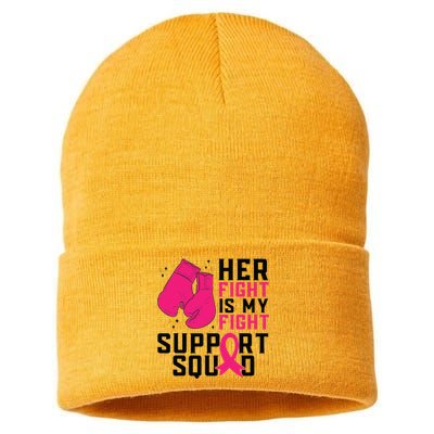 Breast Cancer Awareness Husband Support Squad Sustainable Knit Beanie