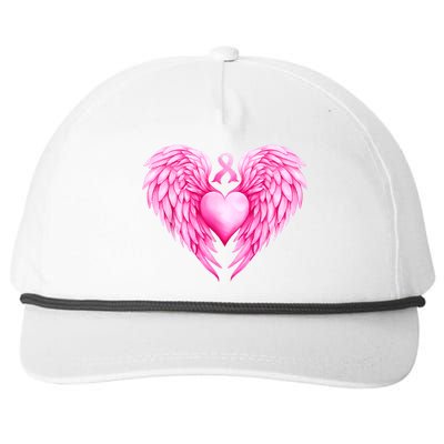 Breast Cancer Awareness Warrior Pink Ribbon Heart Wings Snapback Five-Panel Rope Hat