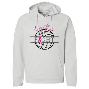 Breast Cancer Awareness Together We Fight Volleyball Pink Performance Fleece Hoodie