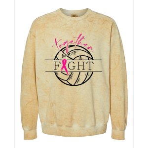 Breast Cancer Awareness Together We Fight Volleyball Pink Colorblast Crewneck Sweatshirt