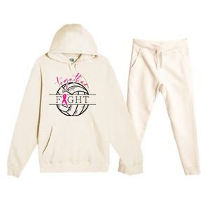 Breast Cancer Awareness Together We Fight Volleyball Pink Premium Hooded Sweatsuit Set