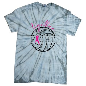 Breast Cancer Awareness Together We Fight Volleyball Pink Tie-Dye T-Shirt