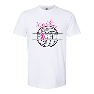 Breast Cancer Awareness Together We Fight Volleyball Pink Softstyle CVC T-Shirt