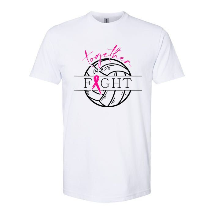 Breast Cancer Awareness Together We Fight Volleyball Pink Softstyle CVC T-Shirt