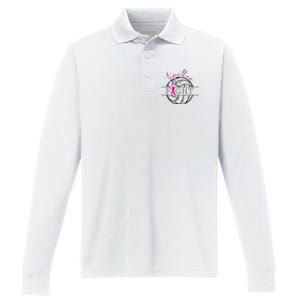 Breast Cancer Awareness Together We Fight Volleyball Pink Performance Long Sleeve Polo