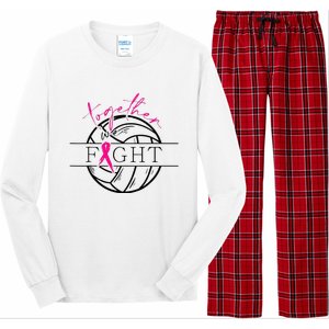 Breast Cancer Awareness Together We Fight Volleyball Pink Long Sleeve Pajama Set