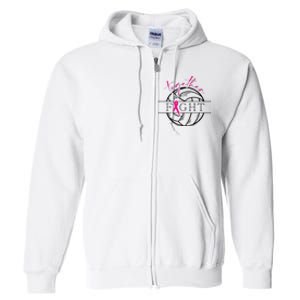 Breast Cancer Awareness Together We Fight Volleyball Pink Full Zip Hoodie