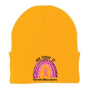 Breast Cancer Awareness My Sister Is Stronger Than Cancer Meaningful Gift Knit Cap Winter Beanie