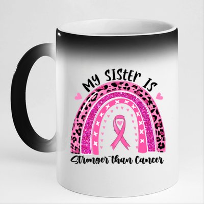 Breast Cancer Awareness My Sister Is Stronger Than Cancer Meaningful Gift 11oz Black Color Changing Mug