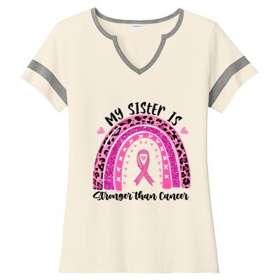 Breast Cancer Awareness My Sister Is Stronger Than Cancer Meaningful Gift Ladies Halftime Notch Neck Tee