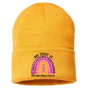 Breast Cancer Awareness My Sister Is Stronger Than Cancer Meaningful Gift Sustainable Knit Beanie