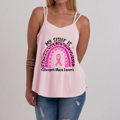 Breast Cancer Awareness My Sister Is Stronger Than Cancer Meaningful Gift Women's Strappy Tank