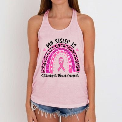 Breast Cancer Awareness My Sister Is Stronger Than Cancer Meaningful Gift Women's Knotted Racerback Tank