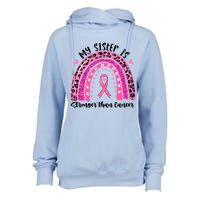 Breast Cancer Awareness My Sister Is Stronger Than Cancer Meaningful Gift Womens Funnel Neck Pullover Hood