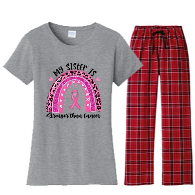 Breast Cancer Awareness My Sister Is Stronger Than Cancer Meaningful Gift Women's Flannel Pajama Set