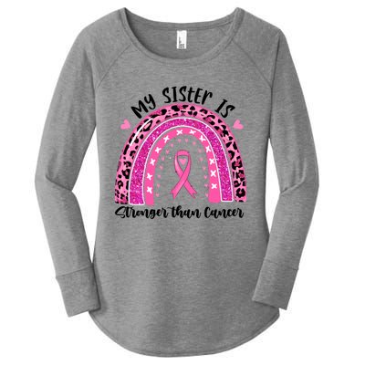 Breast Cancer Awareness My Sister Is Stronger Than Cancer Meaningful Gift Women's Perfect Tri Tunic Long Sleeve Shirt