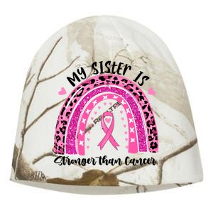 Breast Cancer Awareness My Sister Is Stronger Than Cancer Meaningful Gift Kati - Camo Knit Beanie