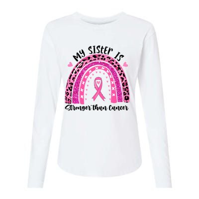 Breast Cancer Awareness My Sister Is Stronger Than Cancer Meaningful Gift Womens Cotton Relaxed Long Sleeve T-Shirt