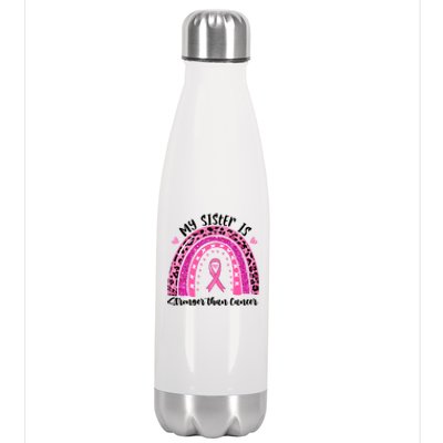 Breast Cancer Awareness My Sister Is Stronger Than Cancer Meaningful Gift Stainless Steel Insulated Water Bottle