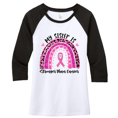 Breast Cancer Awareness My Sister Is Stronger Than Cancer Meaningful Gift Women's Tri-Blend 3/4-Sleeve Raglan Shirt