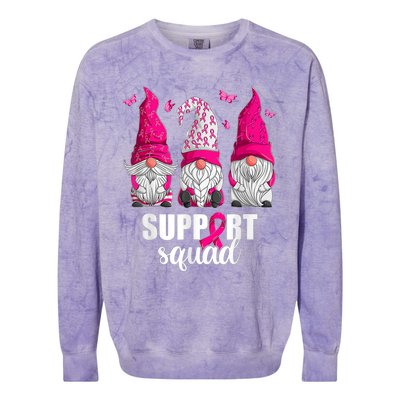 Breast Cancer Awareness Gnomes Support Squad Colorblast Crewneck Sweatshirt