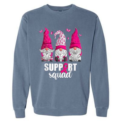 Breast Cancer Awareness Gnomes Support Squad Garment-Dyed Sweatshirt