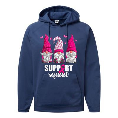 Breast Cancer Awareness Gnomes Support Squad Performance Fleece Hoodie