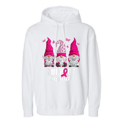 Breast Cancer Awareness Gnomes Support Squad Garment-Dyed Fleece Hoodie