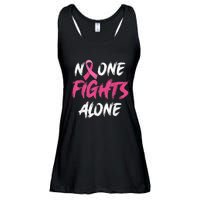 Breast Cancer Awareness Pink Ribbon No One Fight Alone Ladies Essential Flowy Tank