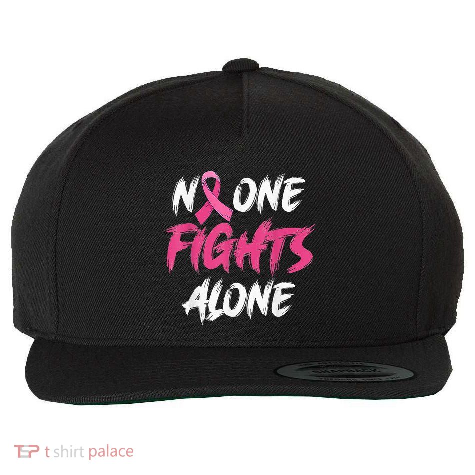 Breast Cancer Awareness Pink Ribbon No One Fight Alone Wool Snapback Cap
