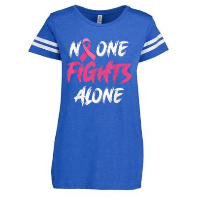 Breast Cancer Awareness Pink Ribbon No One Fight Alone Enza Ladies Jersey Football T-Shirt