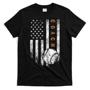 Baseball Coach American Flag Baseball Trainer Coaching T-Shirt