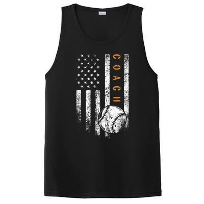 Baseball Coach American Flag Baseball Trainer Coaching PosiCharge Competitor Tank