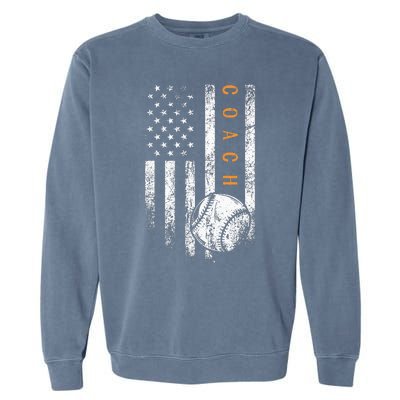 Baseball Coach American Flag Baseball Trainer Coaching Garment-Dyed Sweatshirt