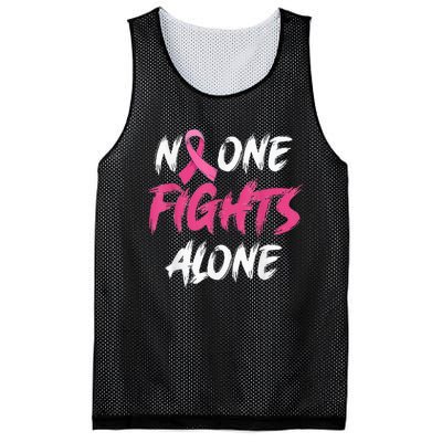 Breast Cancer Awareness Pink Ribbon No One Fight Alone Mesh Reversible Basketball Jersey Tank