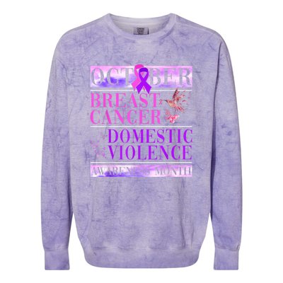 Breast Cancer And Domestic Violence Awareness Colorblast Crewneck Sweatshirt