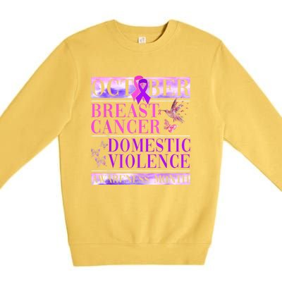 Breast Cancer And Domestic Violence Awareness Premium Crewneck Sweatshirt