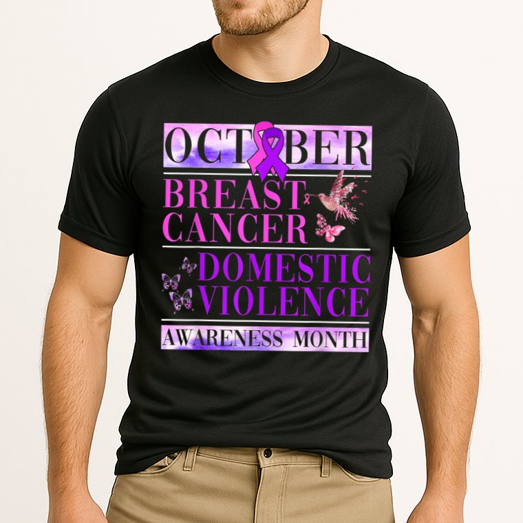 Breast Cancer And Domestic Violence Awareness Cooling Performance Crew T-Shirt
