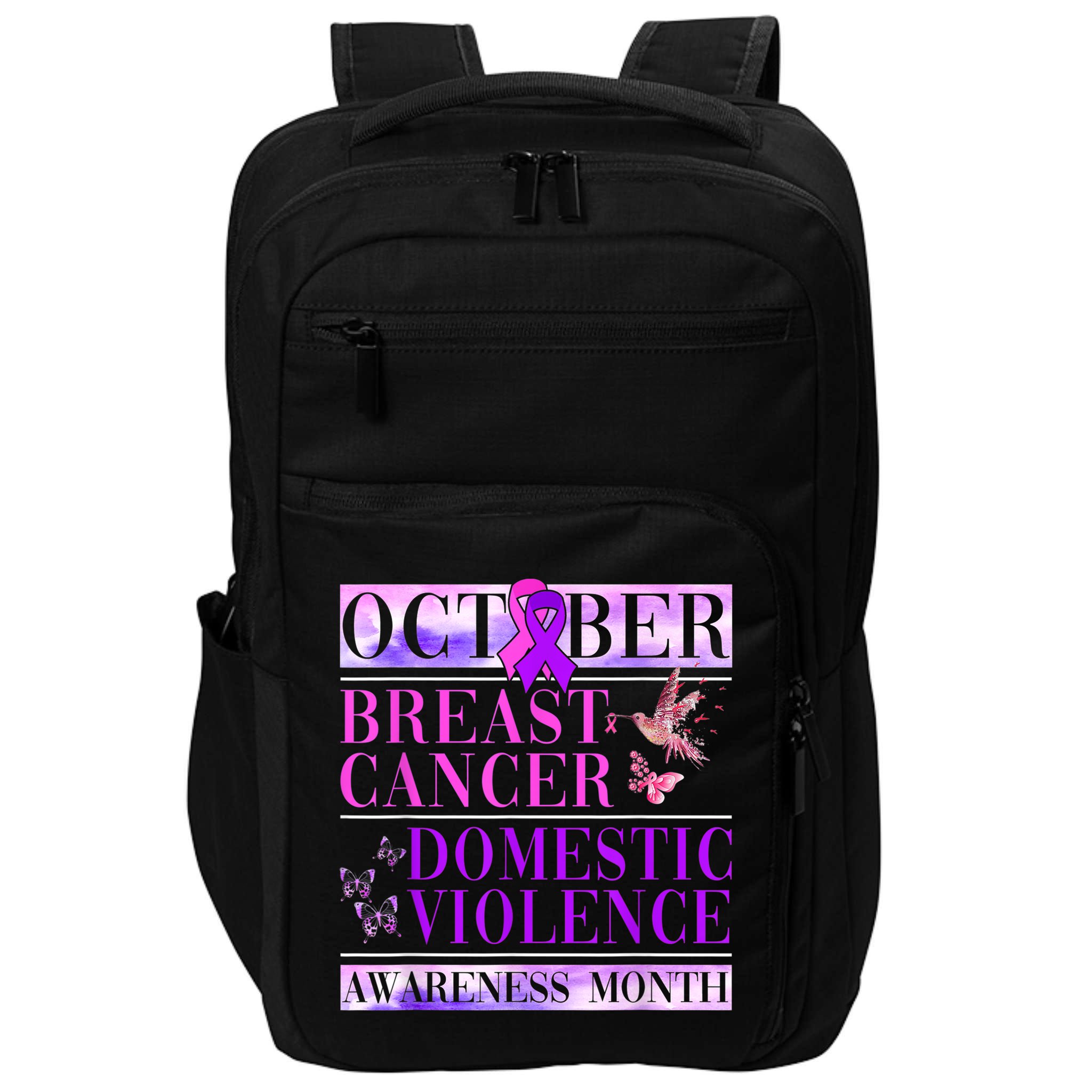 Breast Cancer And Domestic Violence Awareness Impact Tech Backpack
