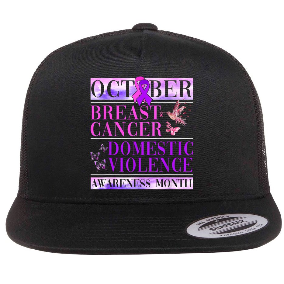 Breast Cancer And Domestic Violence Awareness Flat Bill Trucker Hat