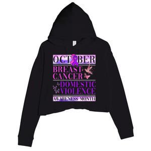 Breast Cancer And Domestic Violence Awareness Crop Fleece Hoodie