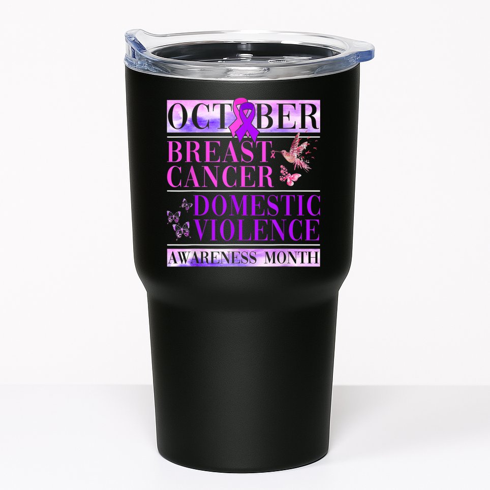 Breast Cancer And Domestic Violence Awareness Tumbler