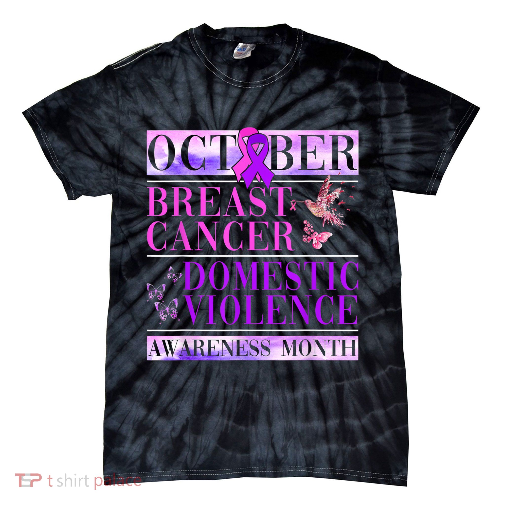 Breast Cancer And Domestic Violence Awareness Tie-Dye T-Shirt
