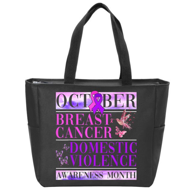 Breast Cancer And Domestic Violence Awareness Zip Tote Bag