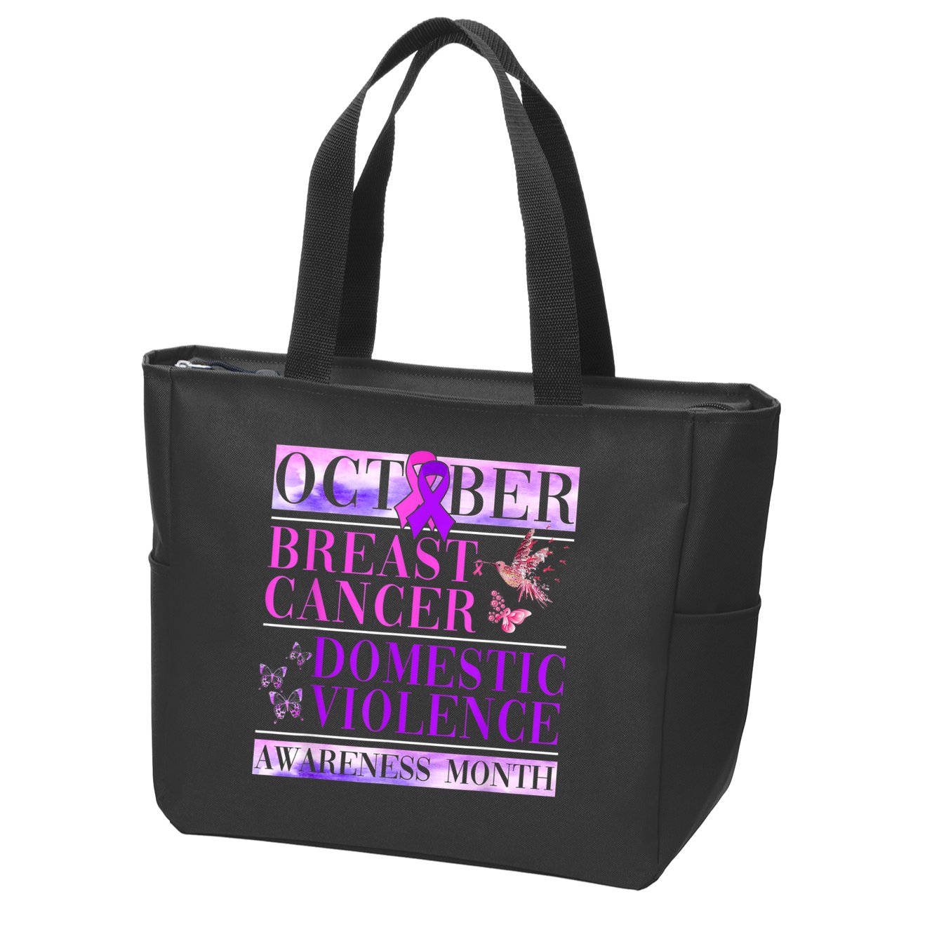Breast Cancer And Domestic Violence Awareness Zip Tote Bag