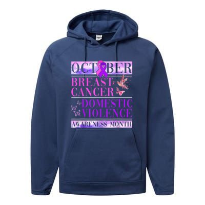 Breast Cancer And Domestic Violence Awareness Performance Fleece Hoodie