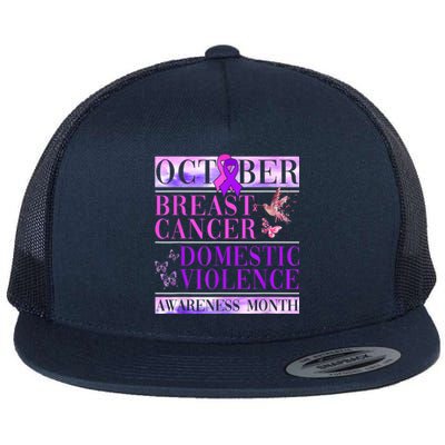 Breast Cancer And Domestic Violence Awareness Flat Bill Trucker Hat